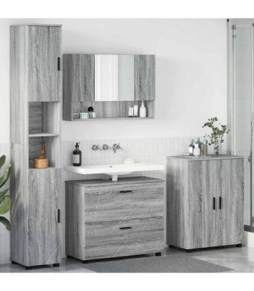 vidaXL Bathroom Furniture Set 4 pcs Grey Sonoma