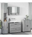 vidaXL Bathroom Furniture Set 4 pcs Grey Sonoma