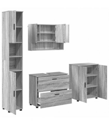 vidaXL Bathroom Furniture Set 4 pcs Grey Sonoma