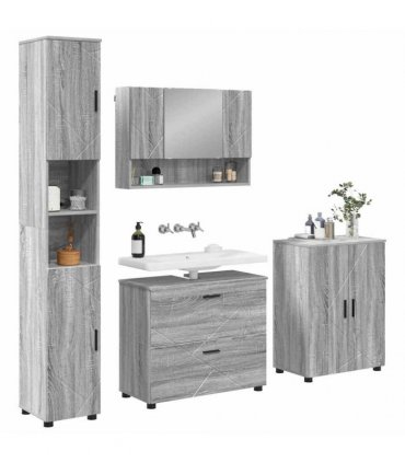 vidaXL Bathroom Furniture Set 4 pcs Grey Sonoma