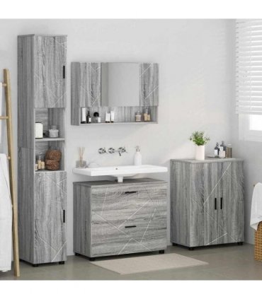 vidaXL Bathroom Furniture Set 4 pcs Grey Sonoma