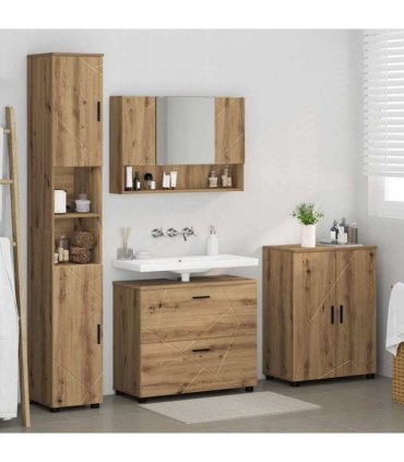 vidaXL Bathroom Furniture Set 4 pcs Artisan Oak