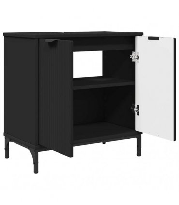 vidaXL Bathroom Furniture Set 2 pcs Black Engineered Wood and Metal