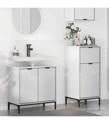 vidaXL Bathroom Furniture Set 2 pcs High Gloss White