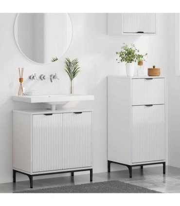 vidaXL Bathroom Furniture Set 2 pcs High Gloss White