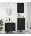 vidaXL Bathroom Furniture Set 3 pcs Black Engineered Wood and Metal