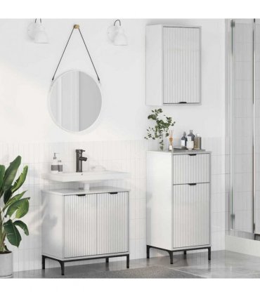 vidaXL Bathroom Furniture Set 3 pcs High Gloss White