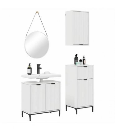 vidaXL Bathroom Furniture Set 3 pcs High Gloss White