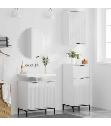 vidaXL Bathroom Furniture Set 3 pcs High Gloss White