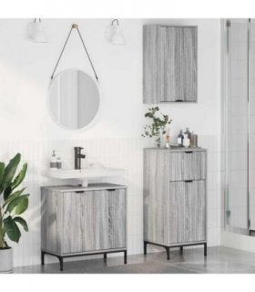 vidaXL Bathroom Furniture Set 3 pcs Grey Sonoma