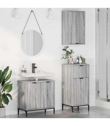 vidaXL Bathroom Furniture Set 3 pcs Grey Sonoma