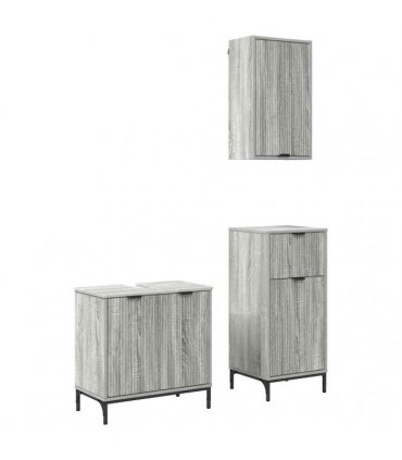 vidaXL Bathroom Furniture Set 3 pcs Grey Sonoma