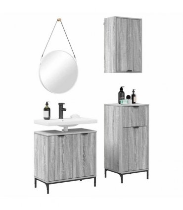 vidaXL Bathroom Furniture Set 3 pcs Grey Sonoma