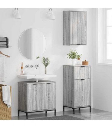 vidaXL Bathroom Furniture Set 3 pcs Grey Sonoma