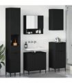 vidaXL Bathroom Furniture Set with Drawer Black Engineered wood, Metal
