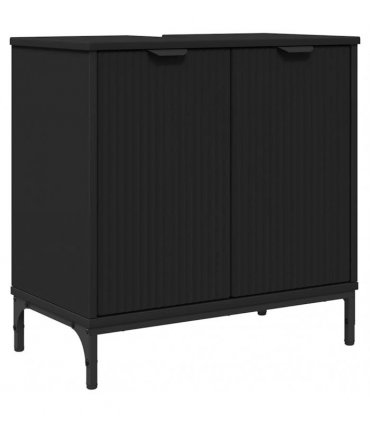 vidaXL Bathroom Furniture Set with Drawer Black Engineered wood, Metal
