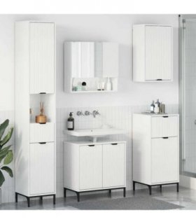 vidaXL Bathroom Furniture Set High Gloss White Engineered wood, Metal