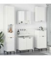 vidaXL Bathroom Furniture Set High Gloss White Engineered wood, Metal