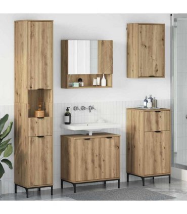vidaXL Bathroom Furniture Set 4 pcs Artisan Oak Engineered wood, Metal