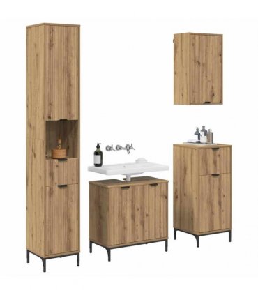 vidaXL Bathroom Furniture Set 4 pcs Artisan Oak Engineered wood, Metal