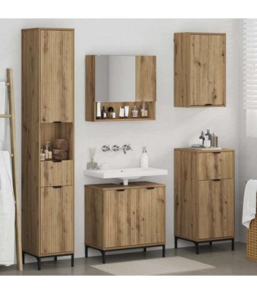 vidaXL Bathroom Furniture Set 4 pcs Artisan Oak Engineered wood, Metal