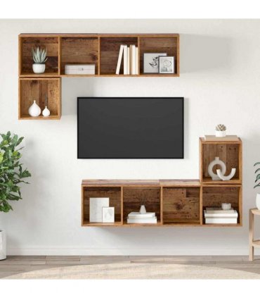 vidaXL TV Cabinet Set 4 pcs 37 x 37 x 142.5 cm Old Wood
