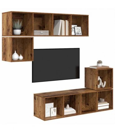 vidaXL TV Cabinet Set 4 pcs 37 x 37 x 142.5 cm Old Wood