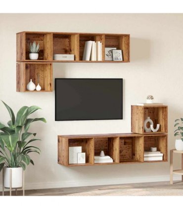 vidaXL TV Cabinet Set 4 pcs 37 x 37 x 142.5 cm Old Wood