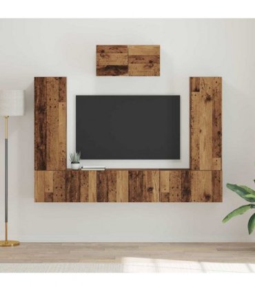 vidaXL TV Cabinet Set 7 pcs Old Wood Engineered Wood