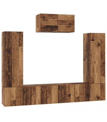 vidaXL TV Cabinet Set 7 pcs Old Wood Engineered Wood