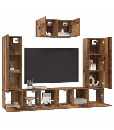 vidaXL TV Cabinet Set 7 pcs Old Wood Engineered Wood