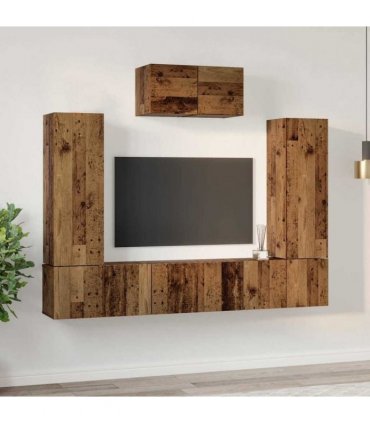 vidaXL TV Cabinet Set 7 pcs Old Wood Engineered Wood
