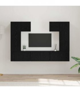 vidaXL TV Cabinet Set 7 pcs Black Oak Engineered Wood