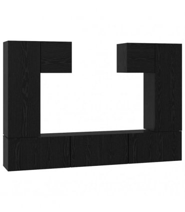 vidaXL TV Cabinet Set 7 pcs Black Oak Engineered Wood