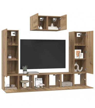 vidaXL TV Cabinet Set 7 pcs Artisan Oak Engineered Wood