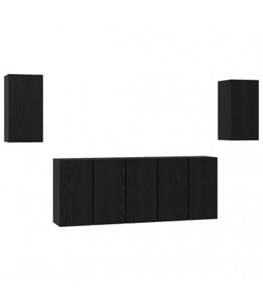 vidaXL TV Cabinet Set 7 pcs 30.5 x 30 x 60 cm Black Oak