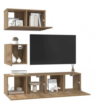 vidaXL TV Cabinet Set 4 pcs Artisan Oak Engineered Wood