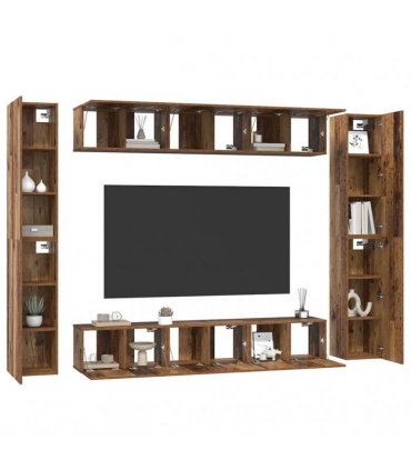 vidaXL TV Cabinet Set 10 pcs 30.5 x 30 x 90 cm Old Wood
