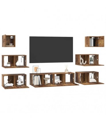 vidaXL TV Cabinet Set 8 pcs 60 x 30 x 30 cm Old Wood