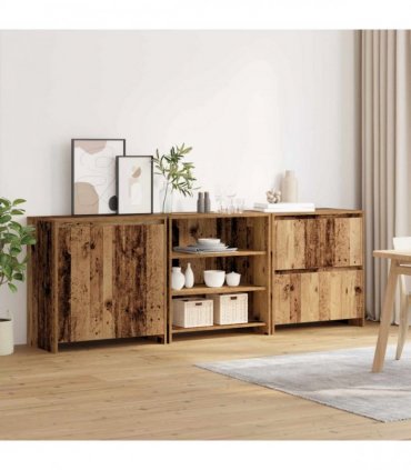 vidaXL Sideboard 3 pcs Old Wood 70 x 41 x 75 cm Engineered Wood