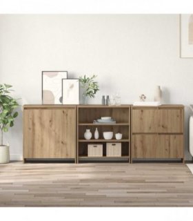 vidaXL Sideboard 3 pcs Artisan Oak 70 x 41 x 75 cm Engineered Wood