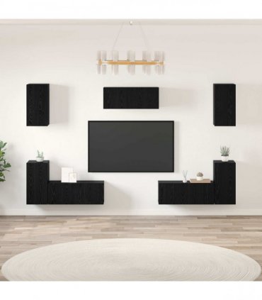 vidaXL TV Cabinet Set 7 pcs 80 x 30 x 30 cm Black Oak