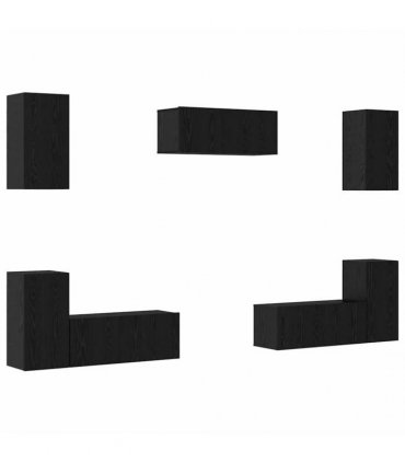 vidaXL TV Cabinet Set 7 pcs 80 x 30 x 30 cm Black Oak
