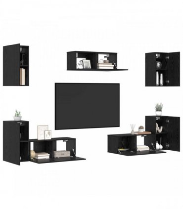 vidaXL TV Cabinet Set 7 pcs 80 x 30 x 30 cm Black Oak