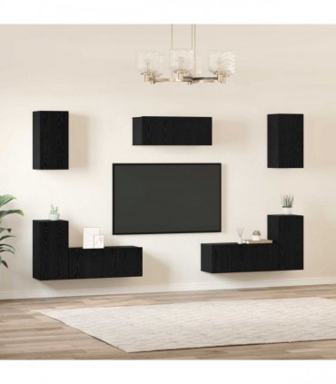 vidaXL TV Cabinet Set 7 pcs 80 x 30 x 30 cm Black Oak