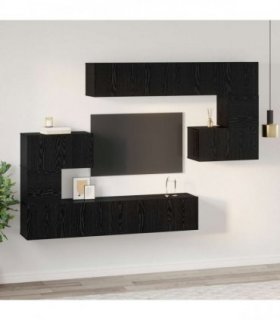 vidaXL TV Cabinet Set 8 pcs 80 x 30 x 30 cm Black Oak