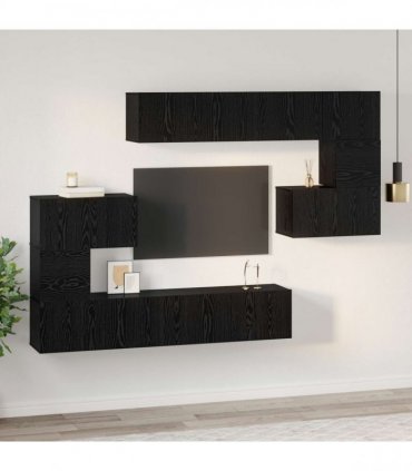 vidaXL TV Cabinet Set 8 pcs 80 x 30 x 30 cm Black Oak