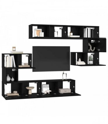 vidaXL TV Cabinet Set 8 pcs 80 x 30 x 30 cm Black Oak