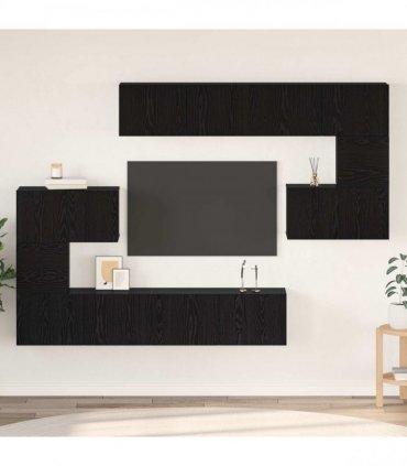 vidaXL TV Cabinet Set 8 pcs 80 x 30 x 30 cm Black Oak