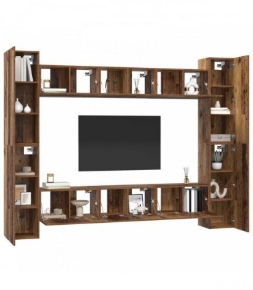 vidaXL TV Cabinet Set 10 pcs 30.5 x 30 x 90 cm Old Wood
